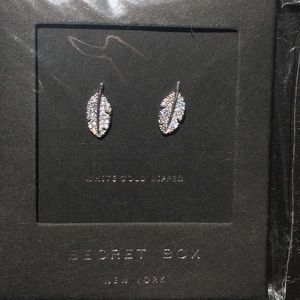 Delicate White Gold Dipped Crystal Leaf Earrings